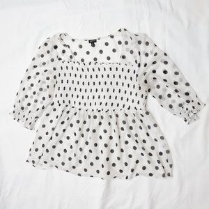 Torrid Black and White Polka Dot Chiffon Peplum Top Size 3X. Excellent condition